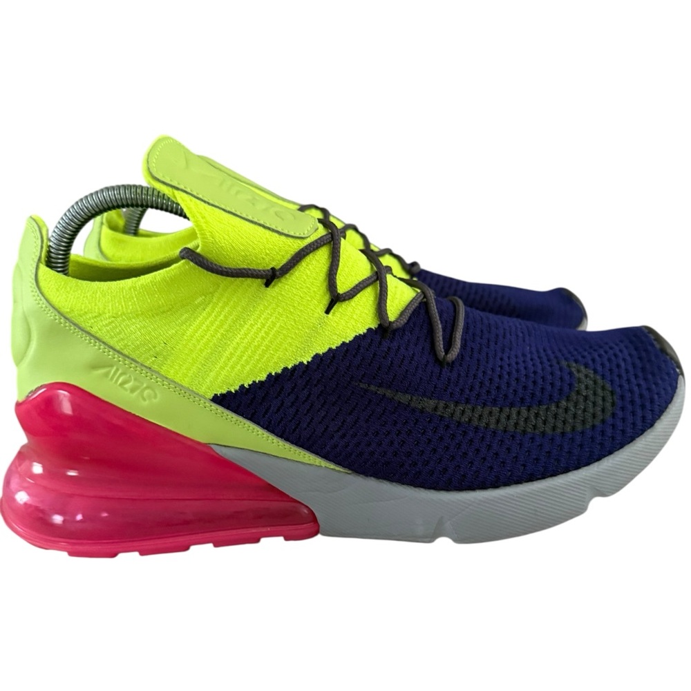 Nike Air Max 270 FlyKnit Regency Purple / Grey / Volt Sneakers,Men’s Size 11.5.
